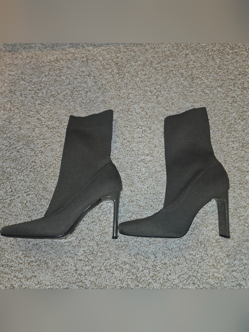 Zara Black Stretch Sock Ankle Boots with Stiletto Heel